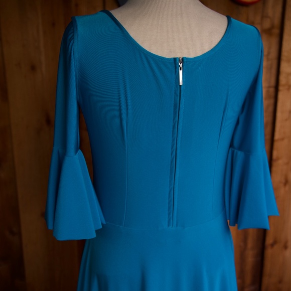 Vintage Handmade Turquoise Blue Ruffle & Tiered Maxi Dancing Dress Woman's M/L - Picture 15 of 16